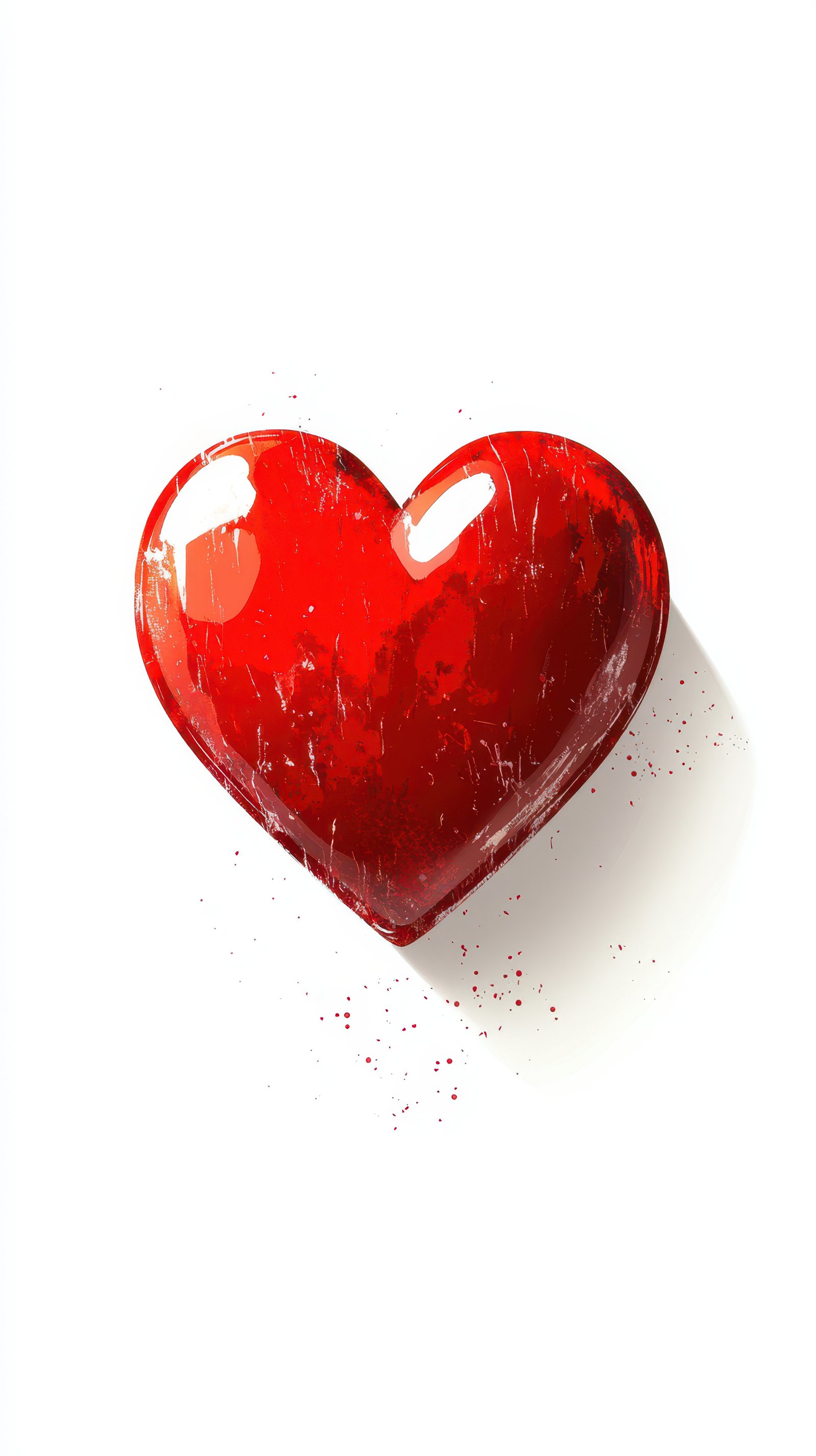 Bright red heart shape with a glossy finish on a white background representing love and affection